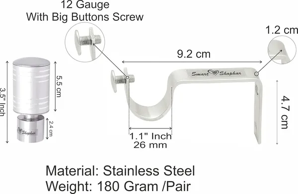 Curtain_Bracket_Livon_Stainless_steel_and_Aluminium_Alloys_White_Silver_Pack_of_1