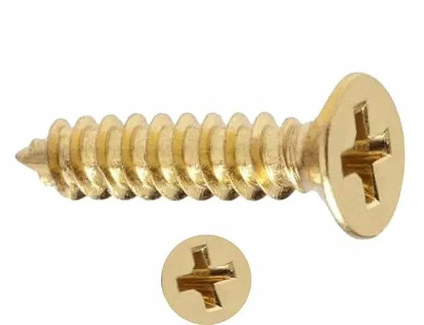 (Pack_of_1000)_Steel_Phillips_Flat_Head_Sheet_Metal_Screws_Golden_Brass