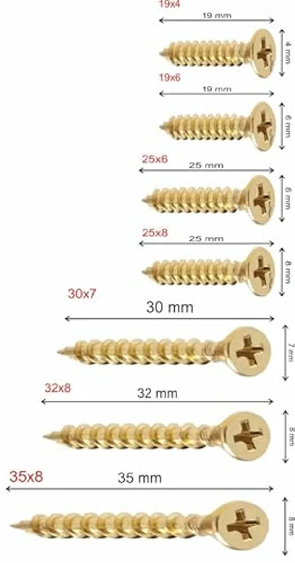 (Pack_of_100)_Screws_Phillips_Flat_Head_Sheet_Metal_Steel_Golden_Brass