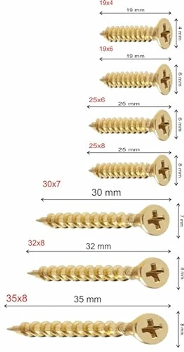 (Pack_of_20)_Steel_Phillips_Flat_Head_Sheet_Metal_Screws_Golden_Brass