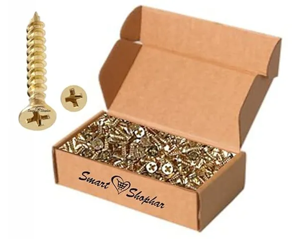 (Pack_of_500)_Steel_Phillips_Flat_Head_Sheet_Metal_Screws_Golden_Brass