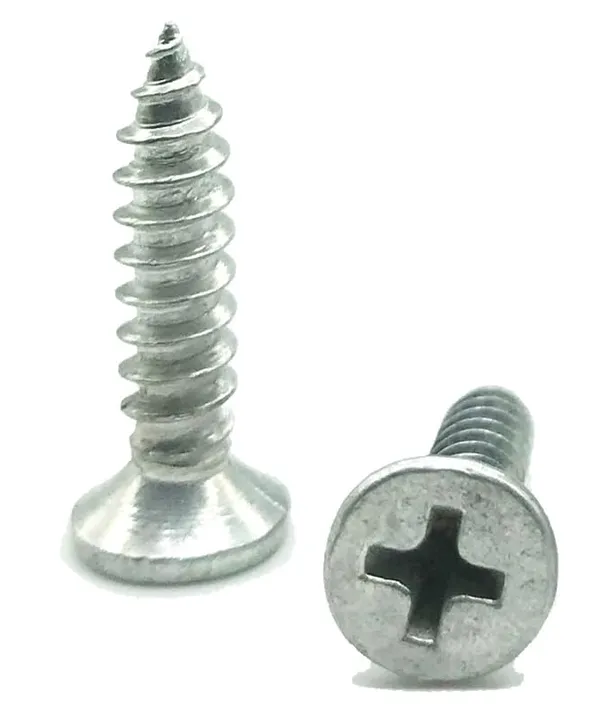 (Pack_of_50)_Steel_Phillips_Flat_Head_Sheet_Metal_Screws_Silver_Chrome