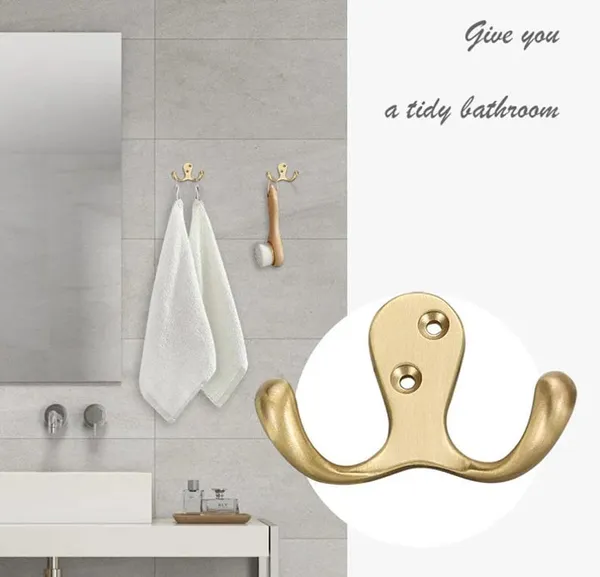 Wall_Hook_Double_Jack(J)_Aluminium_Alloys_Gold_Pack_of_1