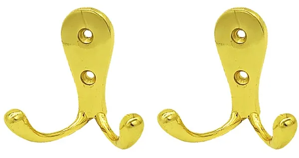 Wall_Hook_Double_Jack(J)_Aluminium_Alloys_Gold_Pack_of_2