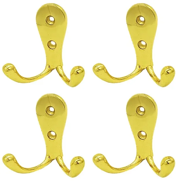 Wall_Hook_Double_Jack(J)_Aluminium_Alloys_Gold_Pack_of_4