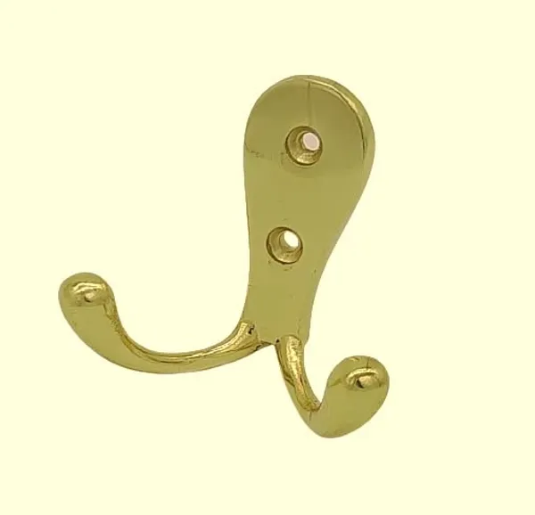 Wall_Hook_Double_Jack(J)_Aluminium_Alloys_Gold_Pack_of_4