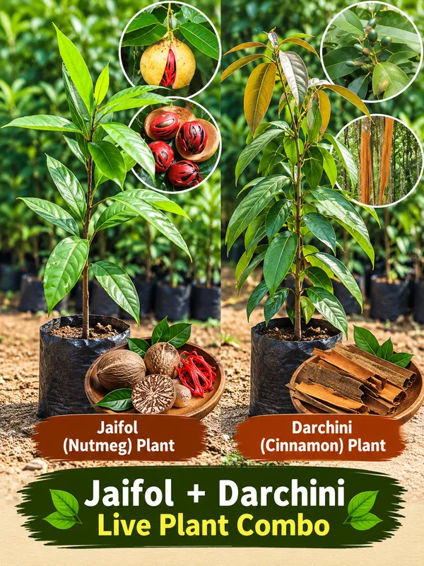 Jaifol_(Nutmeg)__+_Darchini_(Cinnamon)__Live_Plant_Combo