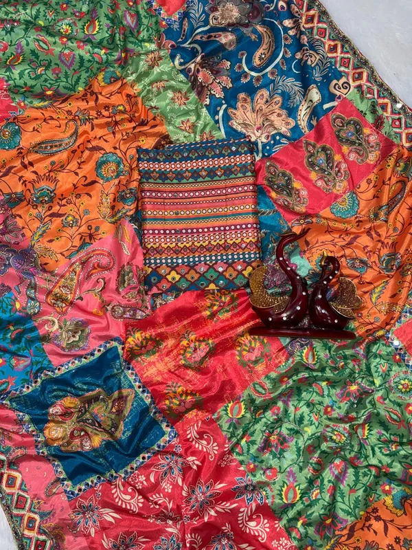 Orange_Ajarakh_Print_Mirror_Work_Saree