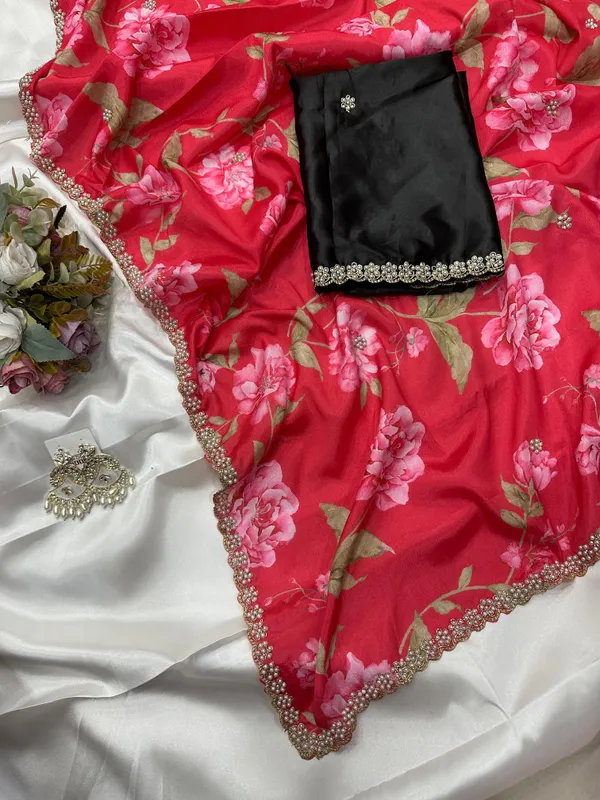 Red_Floral_Print_Embroidered_Saree