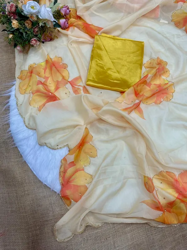 Light_Yellow_Floral_Print_Hand-Embroidered_Saree