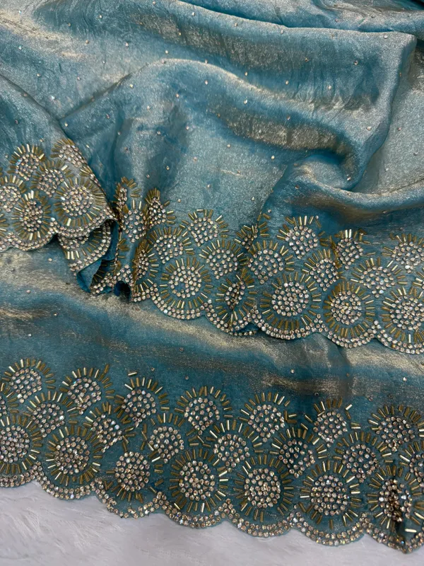 Blue_Shaded_Space_Silk_Handwork_Designer_Saree