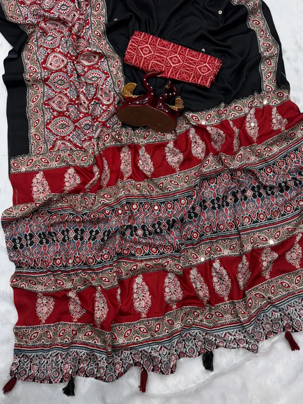 Black_Ajarakh_Print_Mirror_Embroidered_Saree