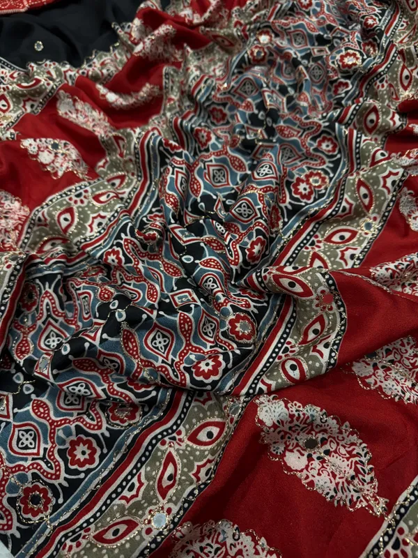 Black_Ajarakh_Print_Mirror_Embroidered_Saree
