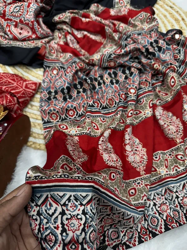 Black_Ajarakh_Print_Mirror_Embroidered_Saree