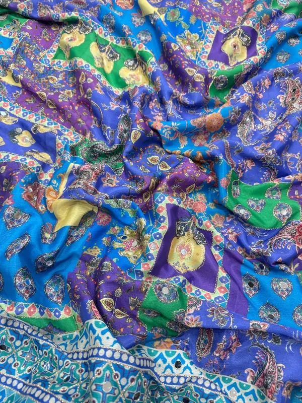 Blue_Ajarakh_Print_Mirror_Work_Saree