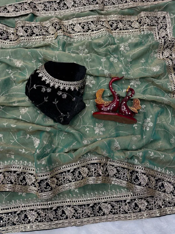 Pista_Moss_Silk_Embroidered_Saree