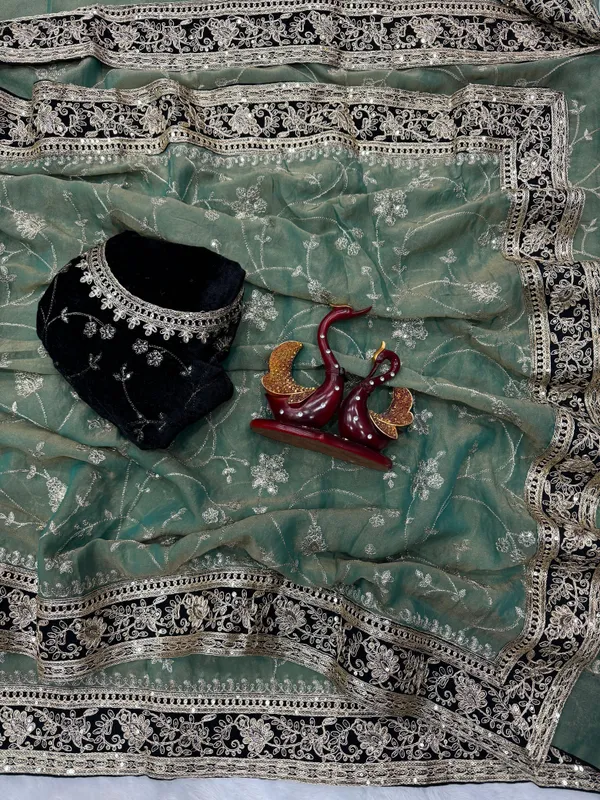 Pista_Moss_Silk_Embroidered_Saree