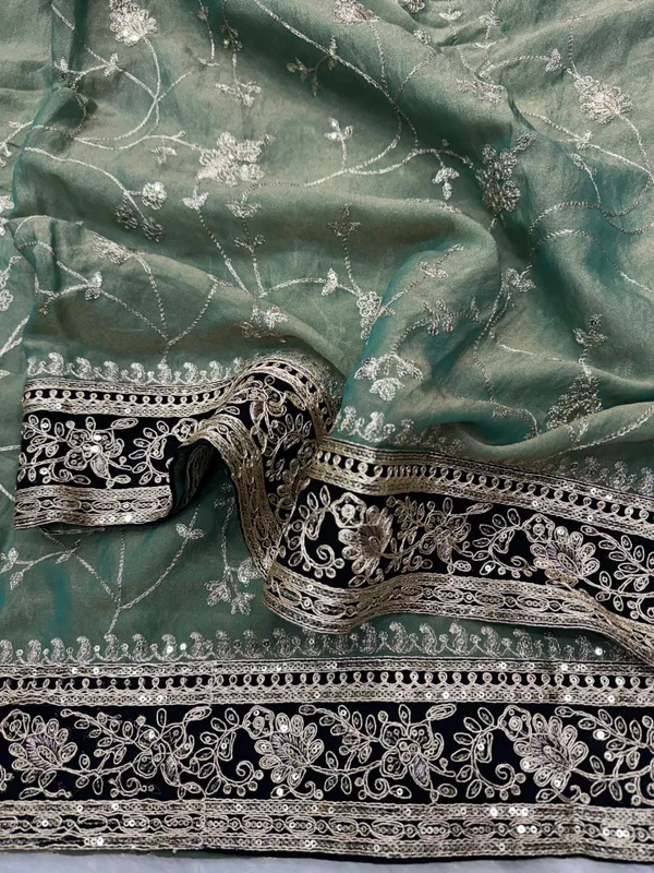 Pista_Moss_Silk_Embroidered_Saree