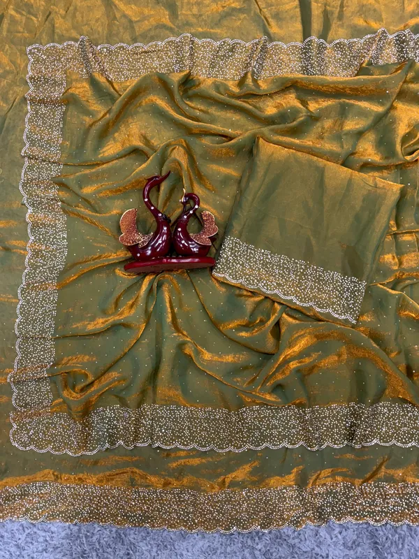 Mehendi_Soft_Silk_Handwork_Designer_Saree
