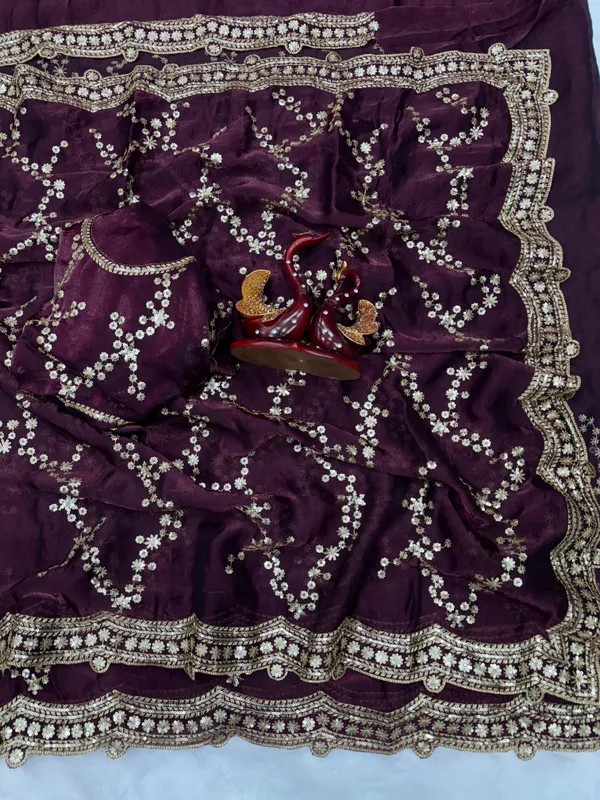 Wine_Space_Silk_With_Lehriya_Embroidered_Saree