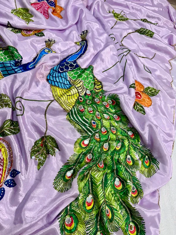 Lavender_Peacock_Hand-Embroidered_Saree