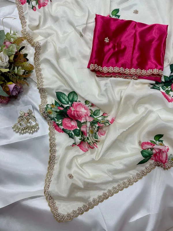 White_Floral_Print_Embroidered_Saree