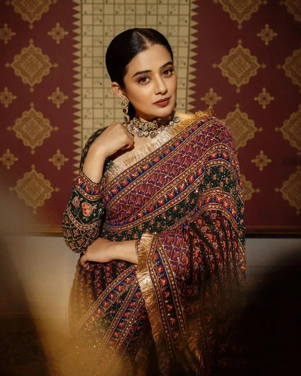 Dark_Green_Ajarakh_Print_Embroidered_Saree