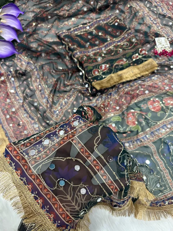 Dark_Green_Ajarakh_Print_Embroidered_Saree