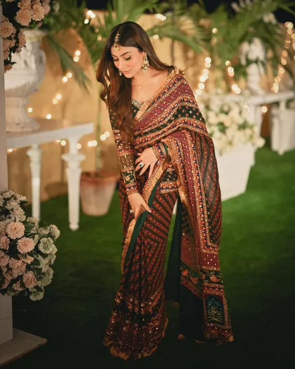 Dark_Green_Ajarakh_Print_Embroidered_Saree