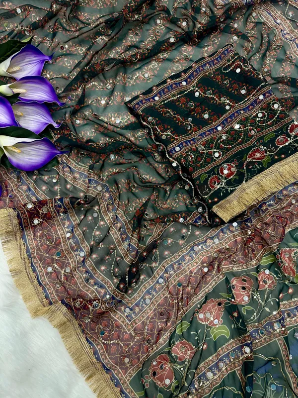 Dark_Green_Ajarakh_Print_Embroidered_Saree