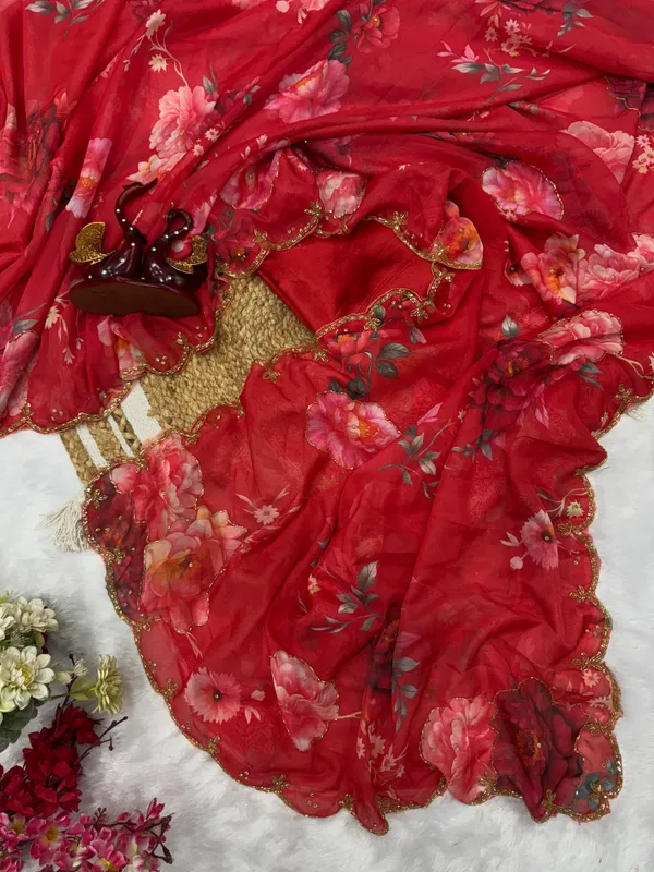 Cherry_Red_Katdana_and_Beads_Hand-Embroidered_Saree
