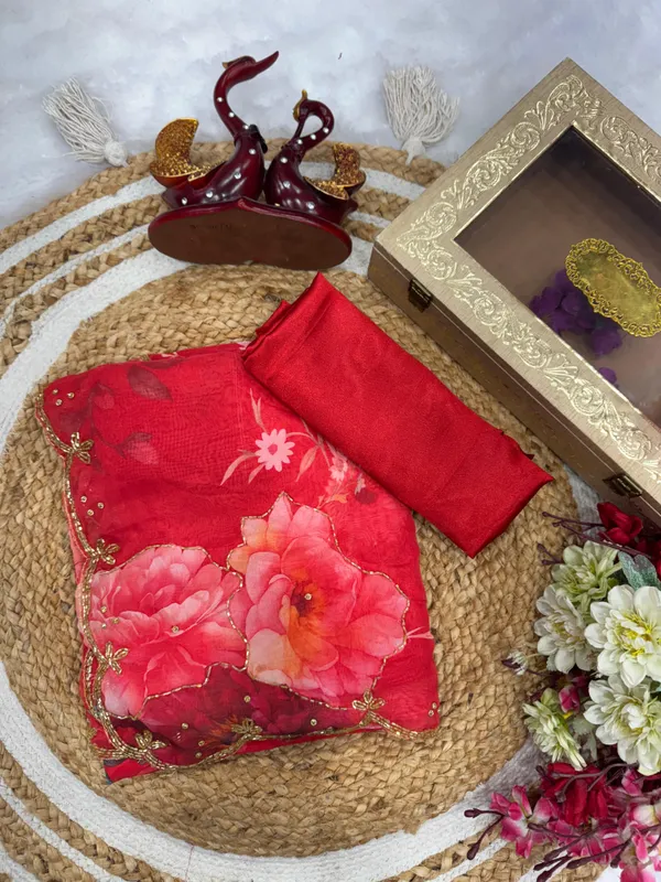 Cherry_Red_Katdana_and_Beads_Hand-Embroidered_Saree