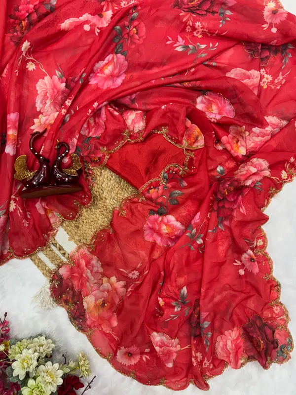 Cherry_Red_Katdana_and_Beads_Hand-Embroidered_Saree