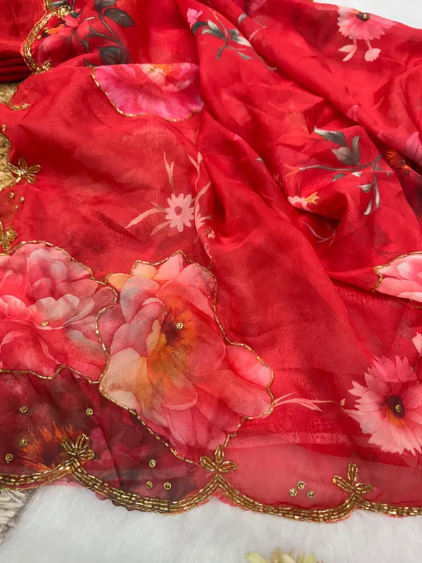 Cherry_Red_Katdana_and_Beads_Hand-Embroidered_Saree