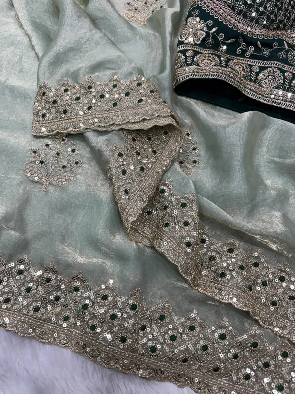 Pista_Space_Silk_Embroidered_Saree
