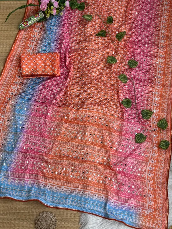 Orange_Shaded_Hand_Embroidered_Saree