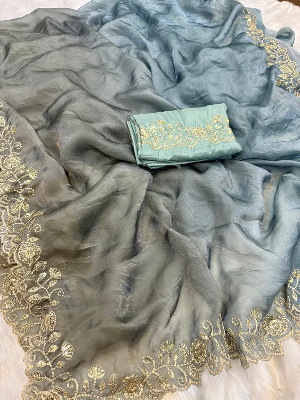 Blue_Shaded_Space_Silk_Designer_Saree