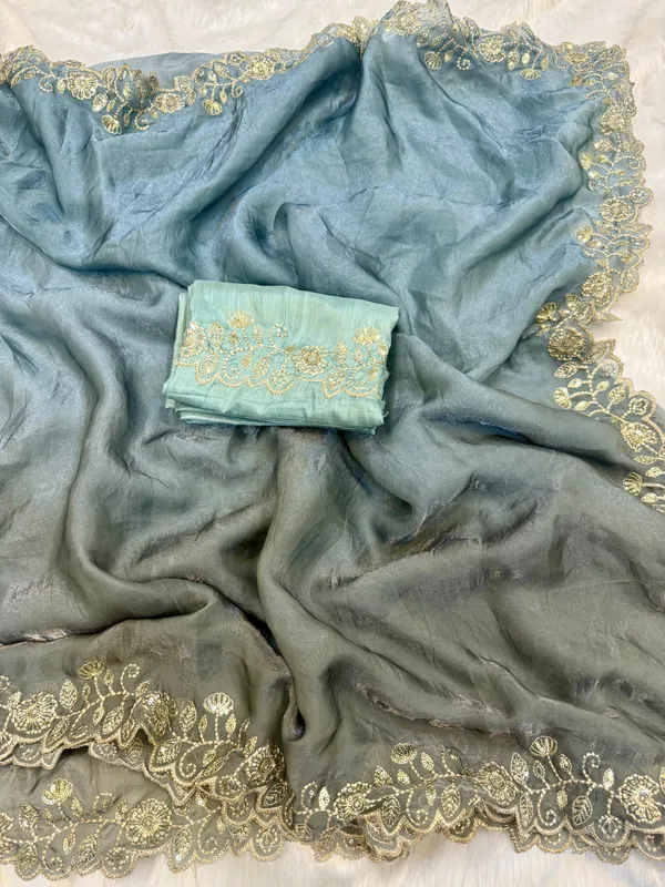 Blue_Shaded_Space_Silk_Designer_Saree