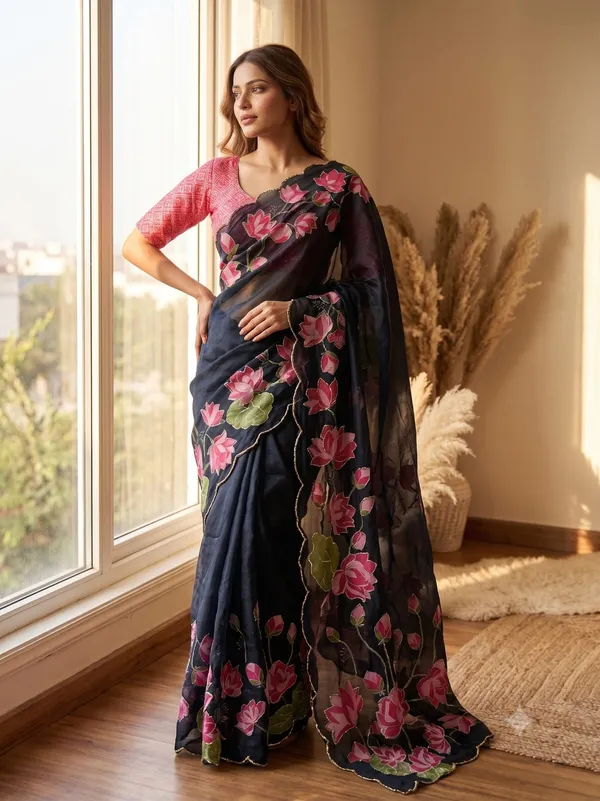 Black_Floral_Embroidered_Saree