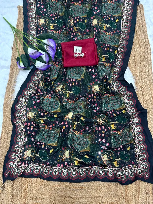 Black_Pichwai_Print_Hand_Embroidered_Saree