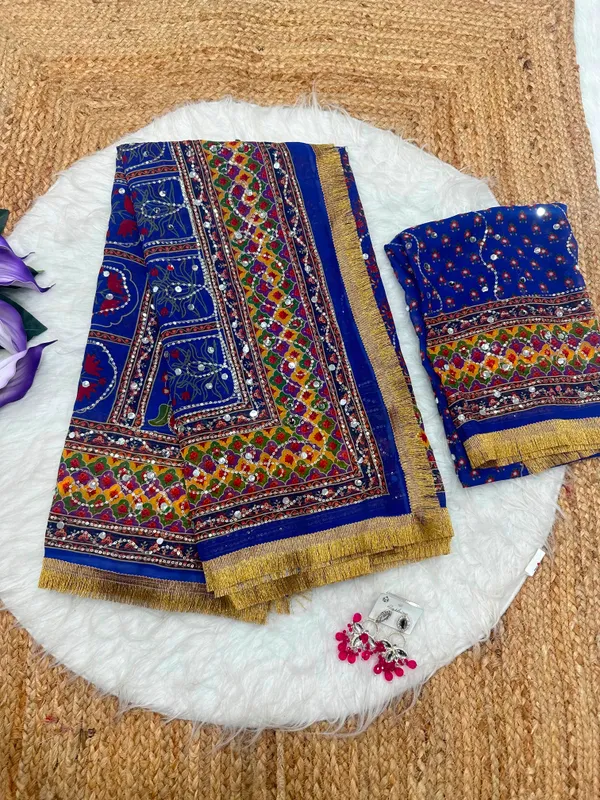 Blue_Ajarakh_Print_Embroidered_Saree