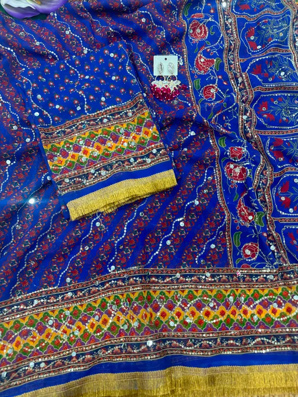 Blue_Ajarakh_Print_Embroidered_Saree
