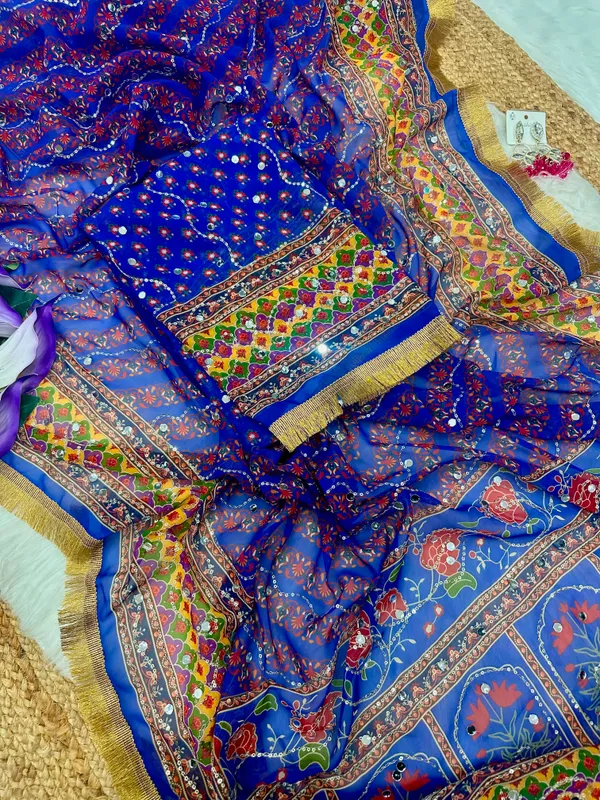 Blue_Ajarakh_Print_Embroidered_Saree