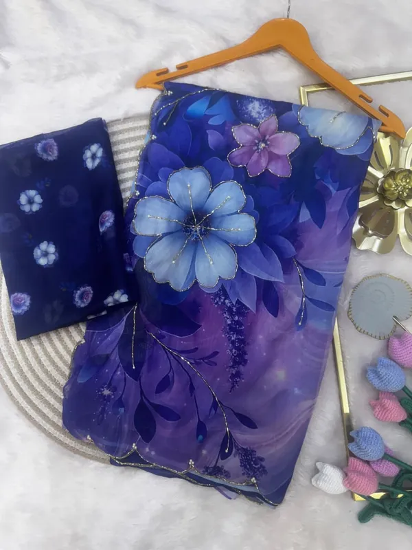 Blue_Floral_Embroidered_Saree