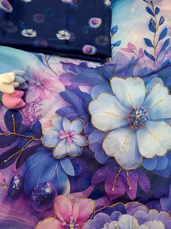 Blue_Floral_Embroidered_Saree