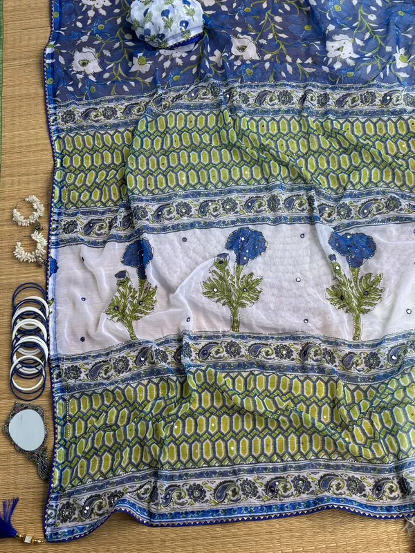 Blue_Printed_Hand_and_Mirror_Work_Saree