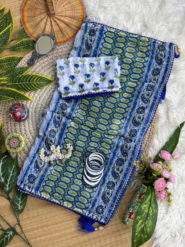Blue_Printed_Hand_and_Mirror_Work_Saree