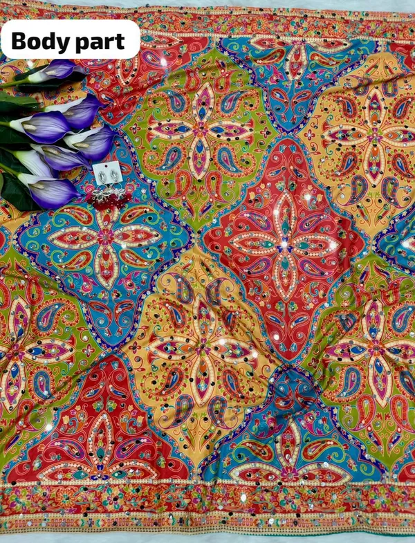 Orange_Ajarakh_Print_Mirror_Work_Saree