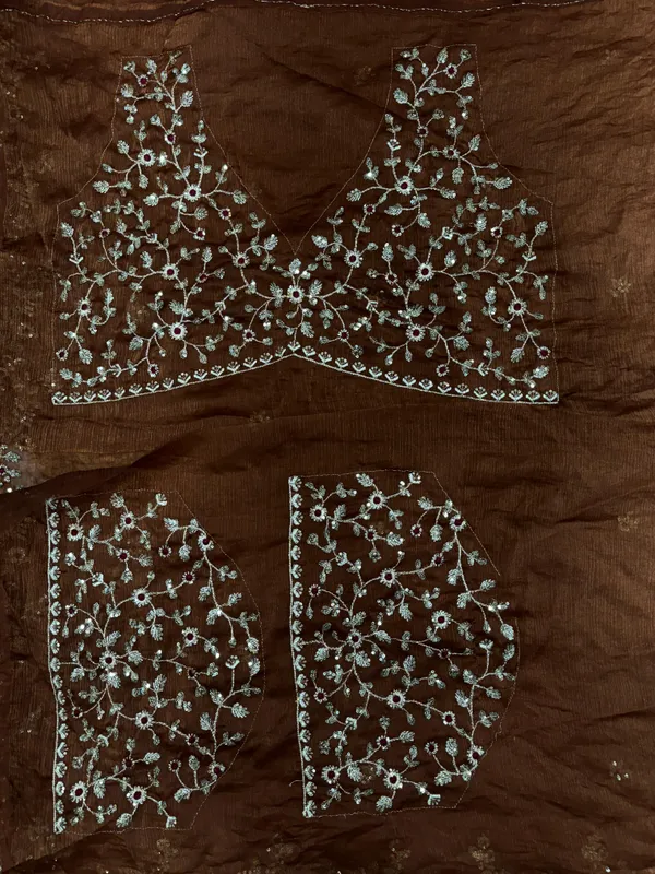 Brown_Satin_Chiffon_Silk_Designer_Saree