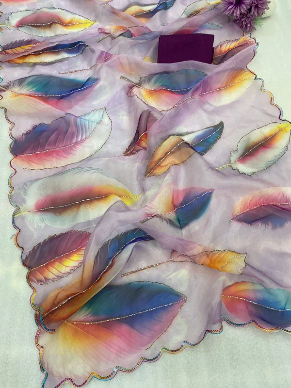 Lavender_Leaf_Handwork_Designer_Saree